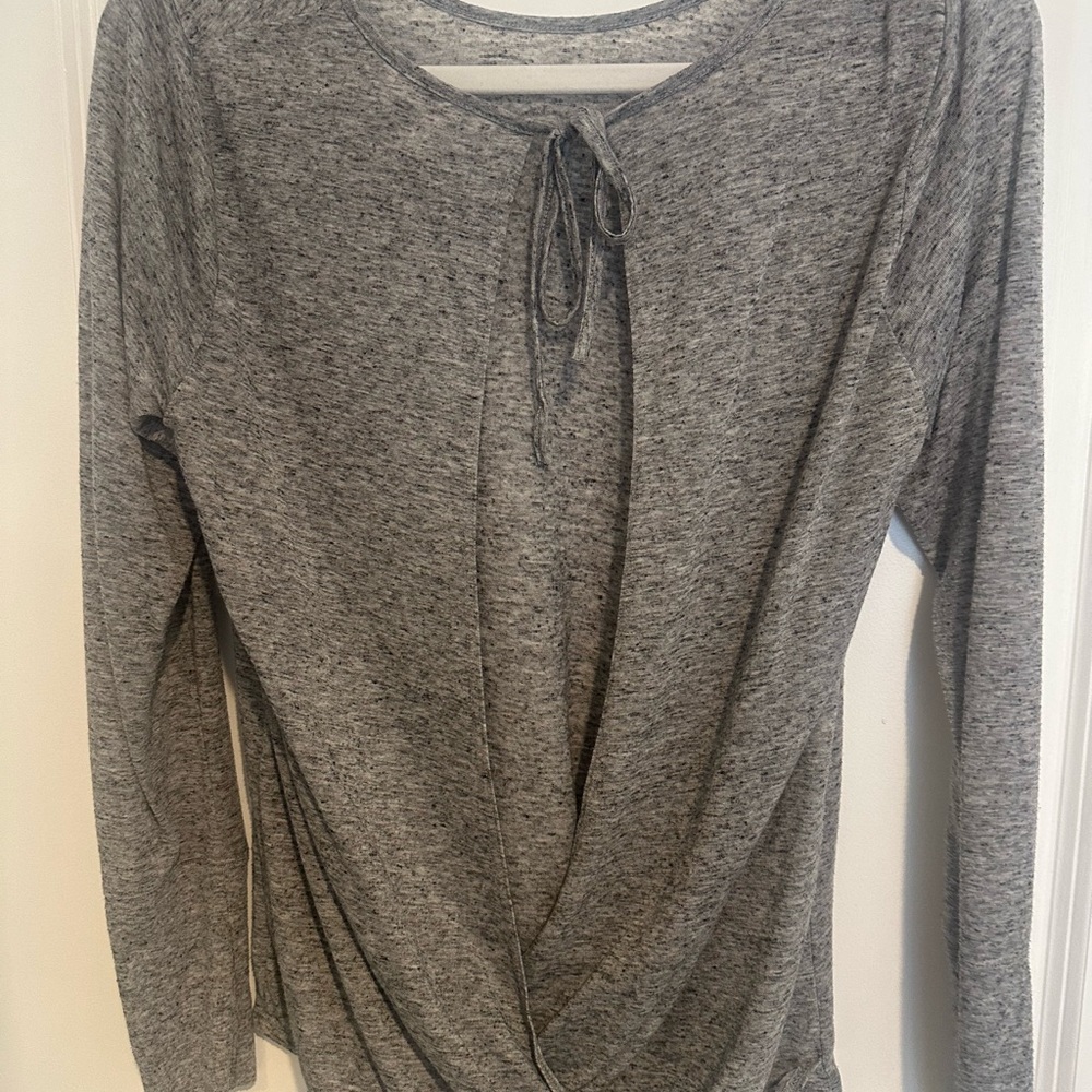Victoria's Secret Heather Gray Long Sleeve Top with open back!